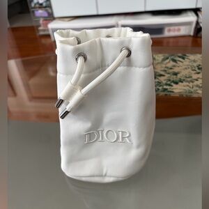 Dior White Drawstring Cosmetic Bag